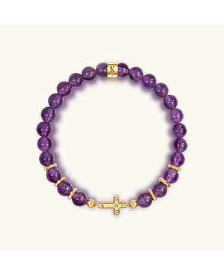 Karma and Luck Leap of Intuition - Amethyst Cross Charm Bracelet