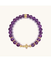 Karma and Luck Leap of Intuition - Amethyst Cross Charm Bracelet