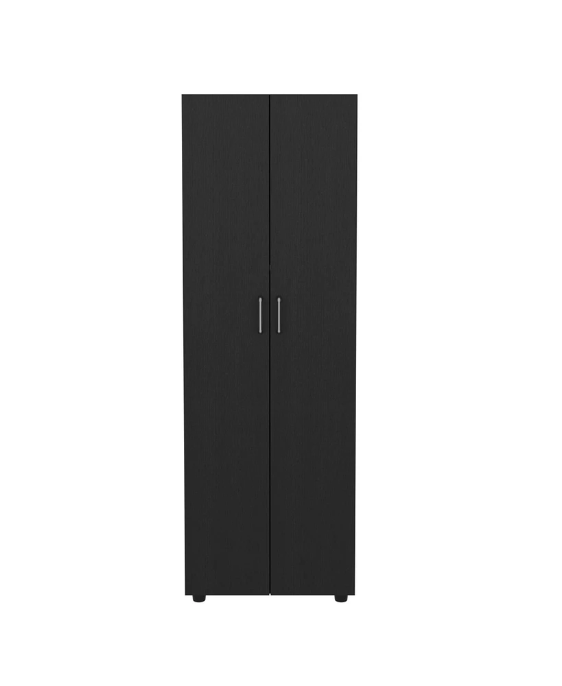 Depot E-Shop London Armoire, Two Shelves, Rod, Double Door Cabinet Armoire, Black