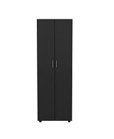 Depot E-Shop London Armoire, Two Shelves, Rod, Double Door Cabinet Armoire, Black