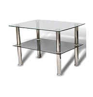 vidaXL Coffee Table Glass 2 Tiers