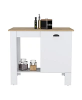 Caddo Kitchen Island 35" H, One Storage Cabinet with Door, Two Internal Shelves, One Open storage Shelf
