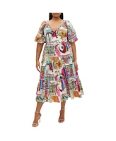 City Chic Plus Simona Print Dress