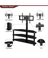 Slickblue Black Multi-function Tv Stand Height Adjustable Bracket Swivel 3-Tier