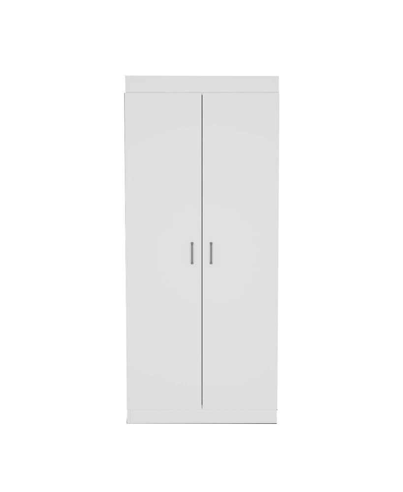 Depot E-Shop Chad Pantry Double Door Cabinet, Five Shelves,Three Interior Door Shelves, White