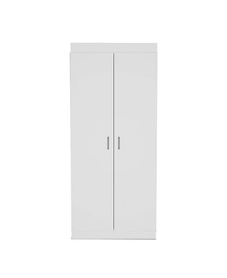 Depot E-Shop Chad Pantry Double Door Cabinet, Five Shelves,Three Interior Door Shelves, White