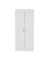 Depot E-Shop Chad Pantry Double Door Cabinet, Five Shelves,Three Interior Door Shelves, White