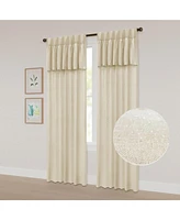 Awesome Home Sparkle Linen Back Tab with Attached Valance Pair, Natural