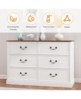 gaomon Modern Farmhouse 6-Drawer Double Dresser - Rustic Wood Storage Cabinet For Bedroom/Living Room