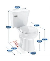 gaomon Two-Piece Toilet with Toilet Seat and Wax Ring, Round Toilets for Bathrooms, 1.28 Siphonic Flush Toilet (Toilet Seat Included)