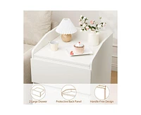gaomon Nightstand with Drawers Bedside Table White End Table Modern Bed Side Table 2 Drawers Night Stand Drom Side Table Curved with Handle Free Desig