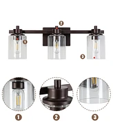 Flynama Vanity light 4.33-in 3-Light Matte Bronze Industrial Vanity Light