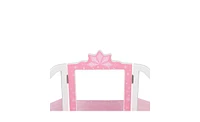 Slickblue Children's Wooden Dressing Table with Three-Sided Folding Mirror, Chair, and Single Drawer in Blue Snowflake Style