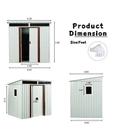 Slickblue 6ft x 5ft Outdoor Metal Storage Shed with Window – Durable & Stylish White Storage Solution