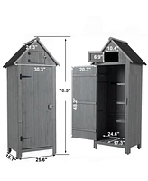 Slickblue Outdoor Storage Cabinet Tool Shed – Wooden Garden Shed in Gray