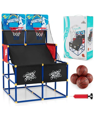 Gouun Kids Arcade Basketball Game Set with 4 Basketballs and Ball Pump