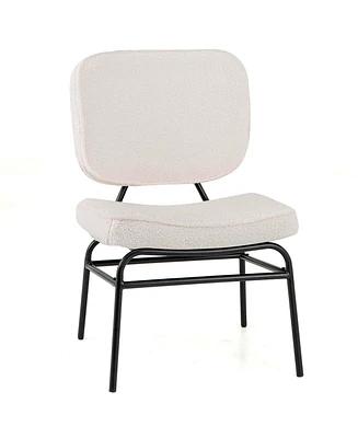 Costway 1 Pcs Upholstered Accent Chair with Sponge Padding Adjustable Foot Pads & Metal Frame