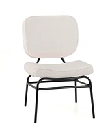 Costway 1 Pcs Upholstered Accent Chair with Sponge Padding Adjustable Foot Pads & Metal Frame