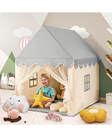 Hongge Kids Large Play Castle Fairy Tent with Mat-Beige