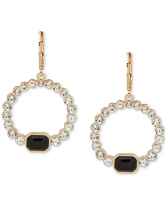 Anne Klein Gold-Tone Jet Stone & Crystal Bezel Circle Drop Earrings