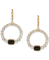 Anne Klein Gold-Tone Jet Stone & Crystal Bezel Circle Drop Earrings