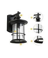 Flynama 1 Waterproof Outdoor Wall Light, Clear Glass Sheet Outdoor Wall Light, Matte Black