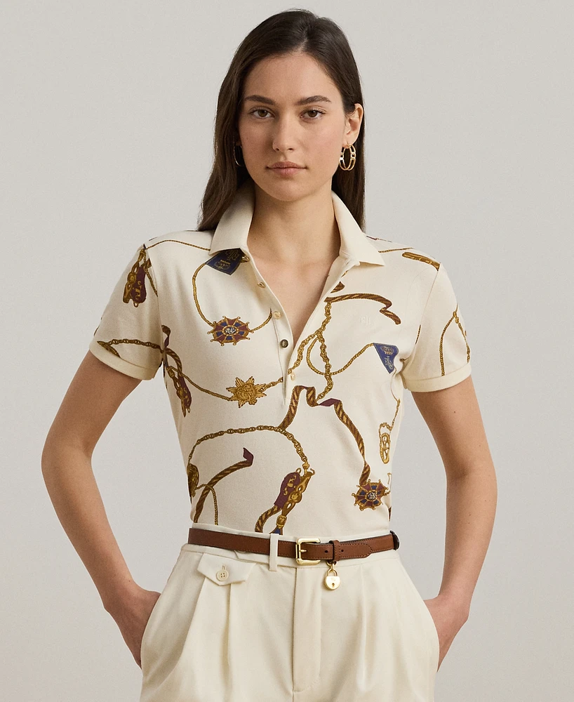 Lauren Ralph Petite Belting-Print Polo Shirt