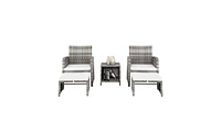 Slickblue 5-Piece Grey Gradient Sofa Set: 2 Chairs, 2 Footstools & 1 Coffee Table Combination