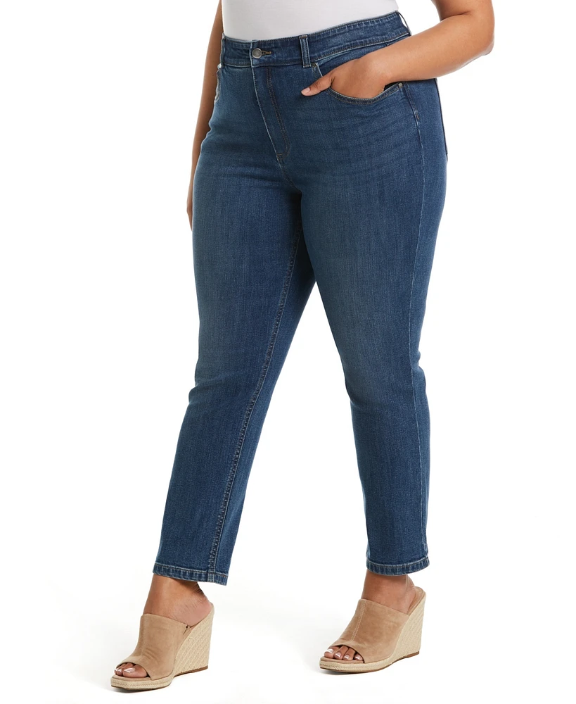 Rafaella Plus Modern Fit High Rise Straight Leg Ankle Jeans