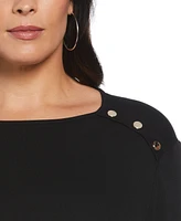 Rafaella Plus Rivet Detail Layered 3/4 Sleeve Top