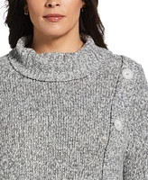 Rafaella Plus Size Boucle Asymmetrical Button Sweater