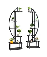 Slickblue Artisasset 2pcs 6th Floor Half Moon Ironwood Plant Stand