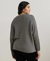 Lauren Ralph Plus Metallic Rib-Knit Dolman-Sleeve Sweater