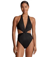 Lauren Ralph Women's Cutout Twist Halter Swimsuit