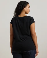 Lauren Ralph Plus Beaded-Crest Cotton Tee