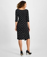 Connected Petite Twisted Polka-Dot Dress