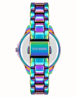 Steve Madden Women's Everyday Rainbow Alloy Metal Bracelet Watch, 30mm