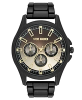 Steve Madden Men's Detailed Champagne and Black Alloy Metal Watch, 45mm