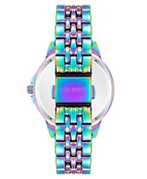 Steve Madden Women's Essential Black and Rainbow Alloy Metal Bracelet Watch, 33.5mm