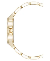 Steve Madden Women's Signature Pink Enamel and Gold-Tone Alloy Metal Bracelet Watch, 36mm