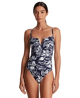 Lauren Ralph Women's Floral-Print U-Wire One-Piece Swimsuit