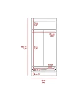 Depot E-Shop Darwin 180 Armoire, Double Door Cabinets, Metal Rod, Metal Handle, Two Shelves, One Drawer, Light Gray