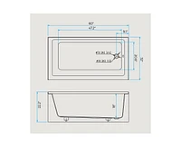 gaomon 60 Inch Acrylic Rectangular Alcove Soaking Bathtub, Rectangle 60-Inch x -Inch Alcove Bath with Integral Apron
