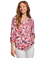 Jones New York Women's Kelly Printed 3/4-Sleeve Tunic Blouse