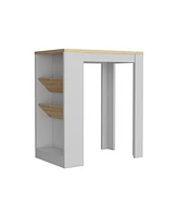 Kenton Kitchen Island 41" H, 2 Bottle Organizer and Shelf