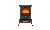 Slickblue 1500W Freestanding Electric Fireplace, 3D Flame with Remote Control, Glass Doors, 3 Quartz Tubes, Black