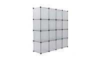 Slickblue 16-Cube Storage Shelf Bookcase in White, Versatile Shelving Unit for Organizing Closets, Toys, and More