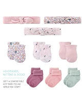 The Peanutshell Baby Girls Newborn Layette Gift Set for Baby Girls, Blue Pink Prairie Floral, 16 Essential Pieces