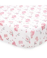 The Peanutshell Pink Elephant 5 Piece Baby Nursery Crib Bedding Set, Quilt, Crib Sheets, and Crib Skirt