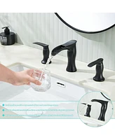 Flynama Waterfall 3-Hole Bathroom Sink Faucet, Widespread Basin Faucet